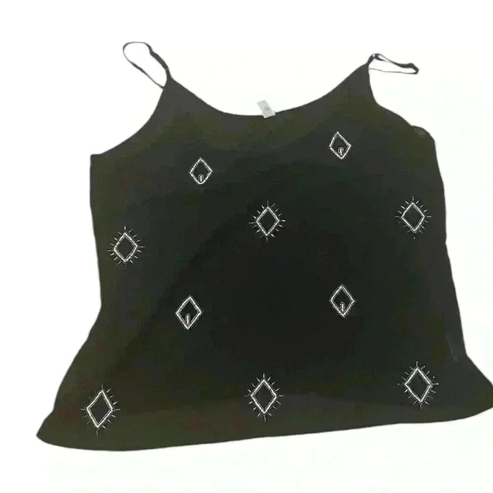 Old Navy Sheer Black Beaded Tank Size XL